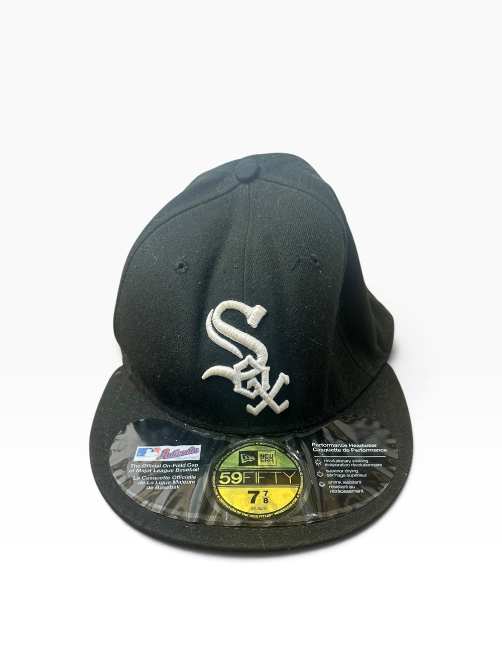 New Era 59FIFTY Chicago White Sox Black Fitted Hat Size 7 7/8